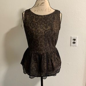 New York & Company Black Lace Peplum Size M